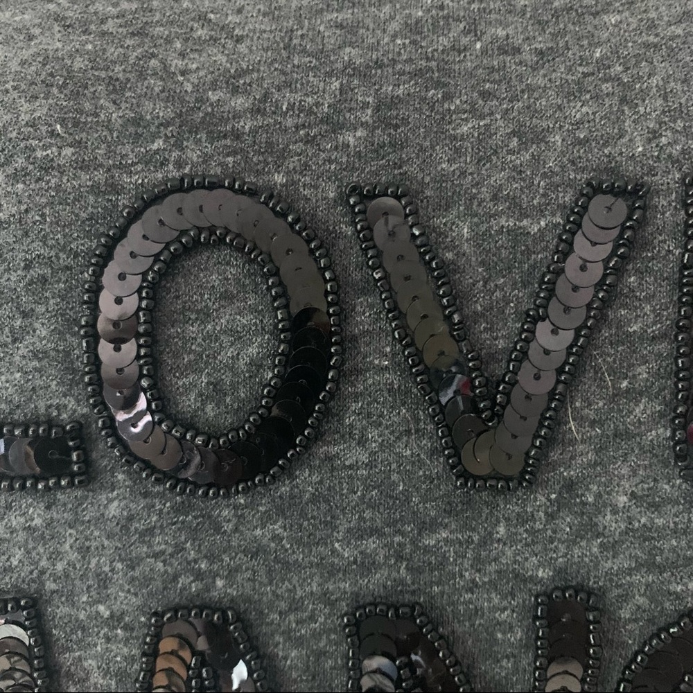 BOW & DRAPE “Love Triangle” Pizza Sequin Embellished Grey Sweatshirt Size M - Picture 5 of 12